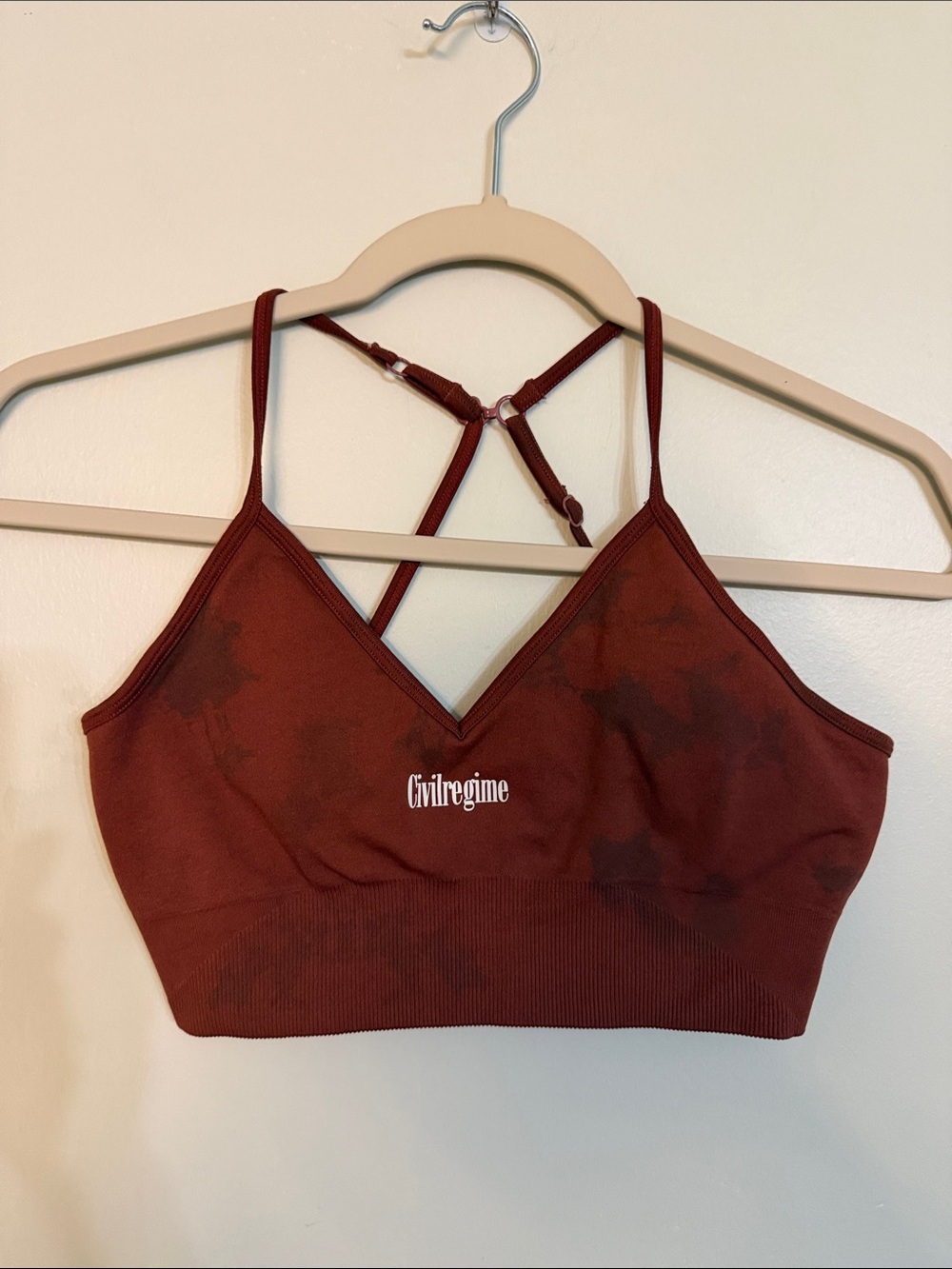 Civilregime V-Neck Seamless Sports Bra in Deep Burgundy